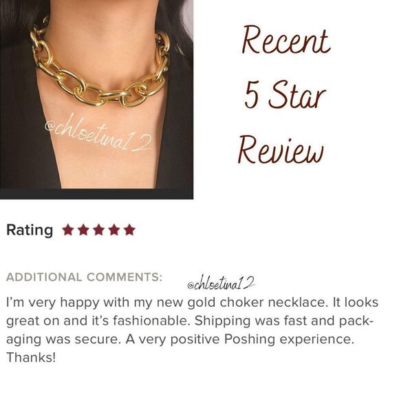 NEW Gold Chain Large Link Choker Necklace - Picture 5 of 8